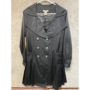 Vertigo Paris Black Double-Breasted Trench Coat With Wide Collar Size S
